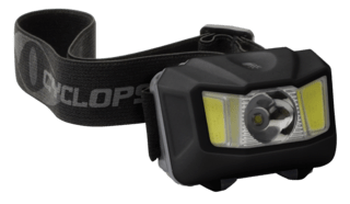 Cyclops Conductive Touch 250 lumens Headlamp features a white LED with Green COB LED